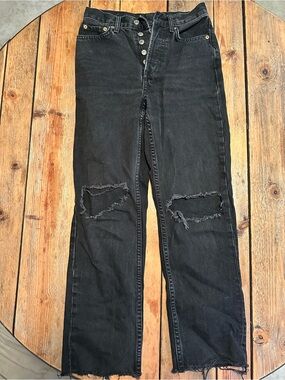 Black Distressed High-Rise Jeans